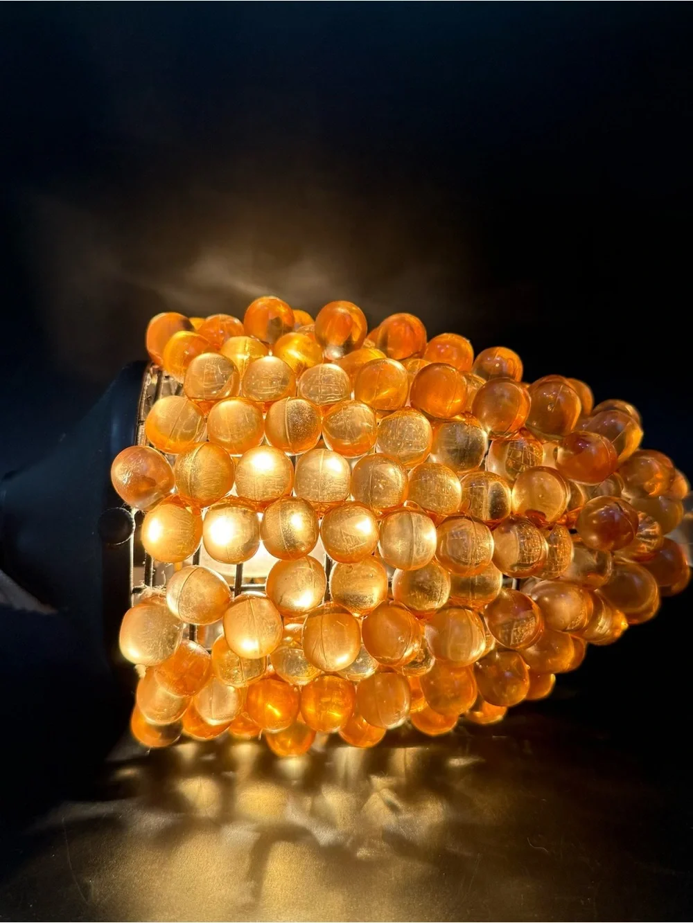 Vintage MCM Lucite Amber Grape Cluster Swag Lamp Ceiling Pendant Hanging Light